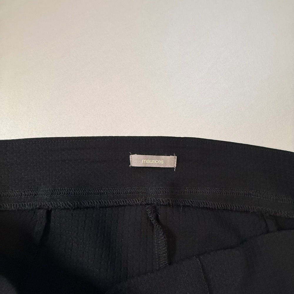 Maurices Womens Black Textured Pull On Dress Pants Straight Leg Cropped Ankle - Picture 9 of 13